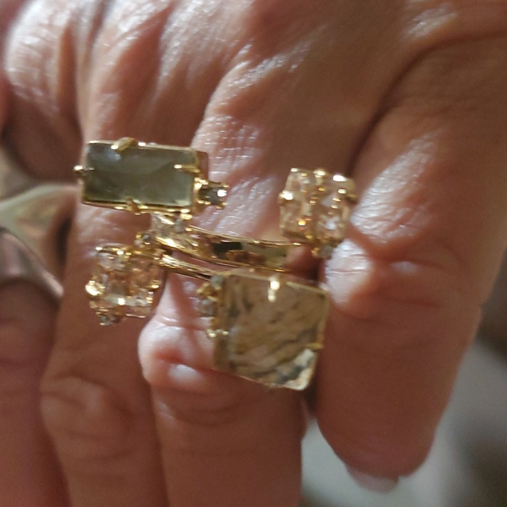 Alexis bittar geometric 10 k gold with gems lowered gorgeous firm xo